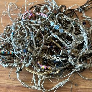 Hemp and leather jewelry - mixed lot of 50 pieces